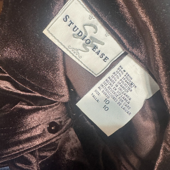 VTG 90s Y2K Maxi Dress Size 10 Brown Velvet Grunge Whimsigoth Button front long - Picture 7 of 8